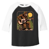 Retro Bigfoot Sasquatch Playing Acoustic Guitar Guitarist Toddler Fine Jersey T-Shirt