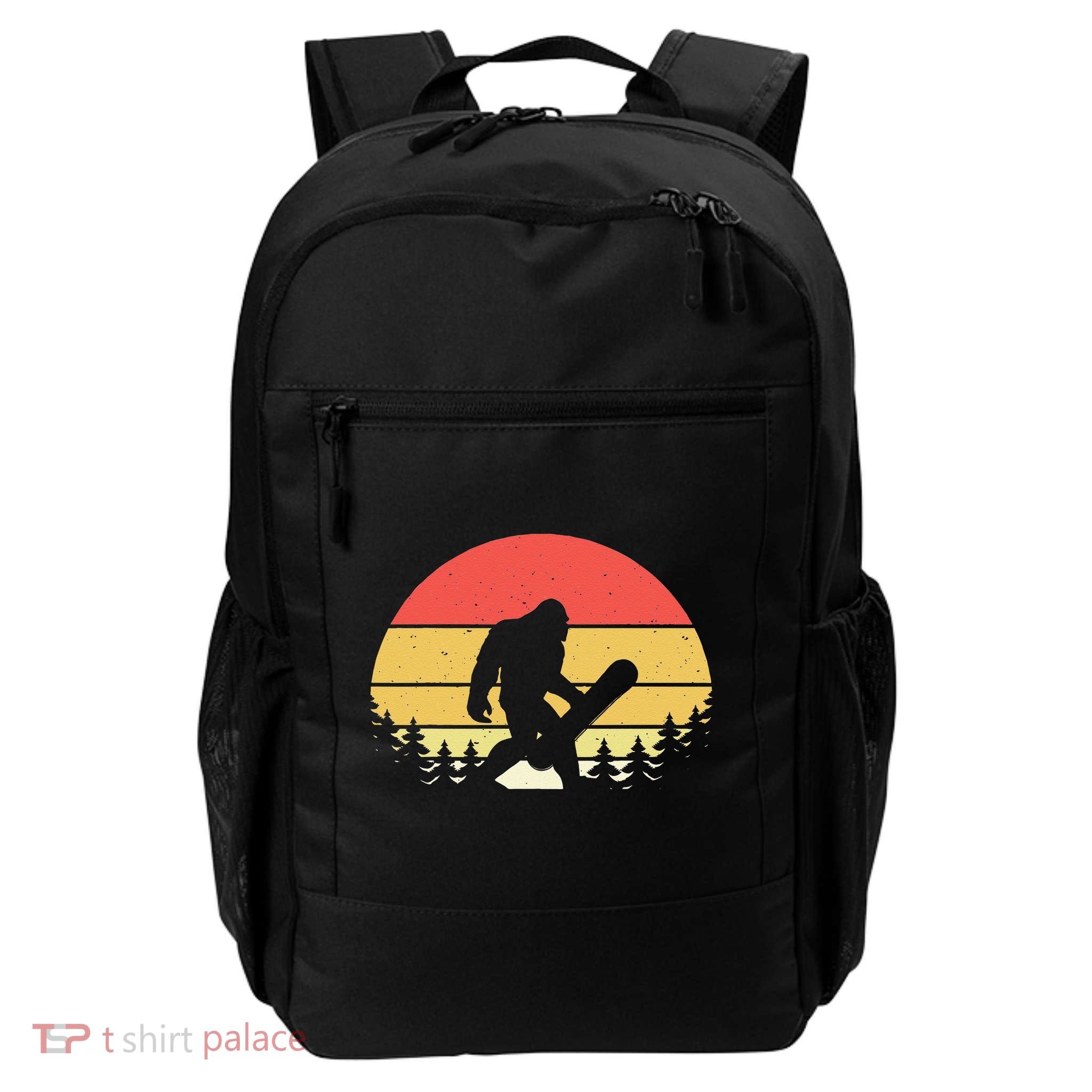 Retro Bigfoot Snowboard Shirt Sasquatch Snowboarding Lovers Daily Commute Backpack