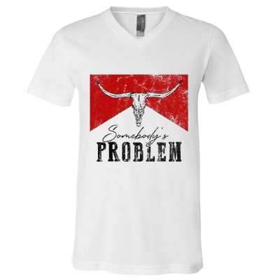 Rustic Bull Skull Country Lifestyle Unique Design V-Neck T-Shirt