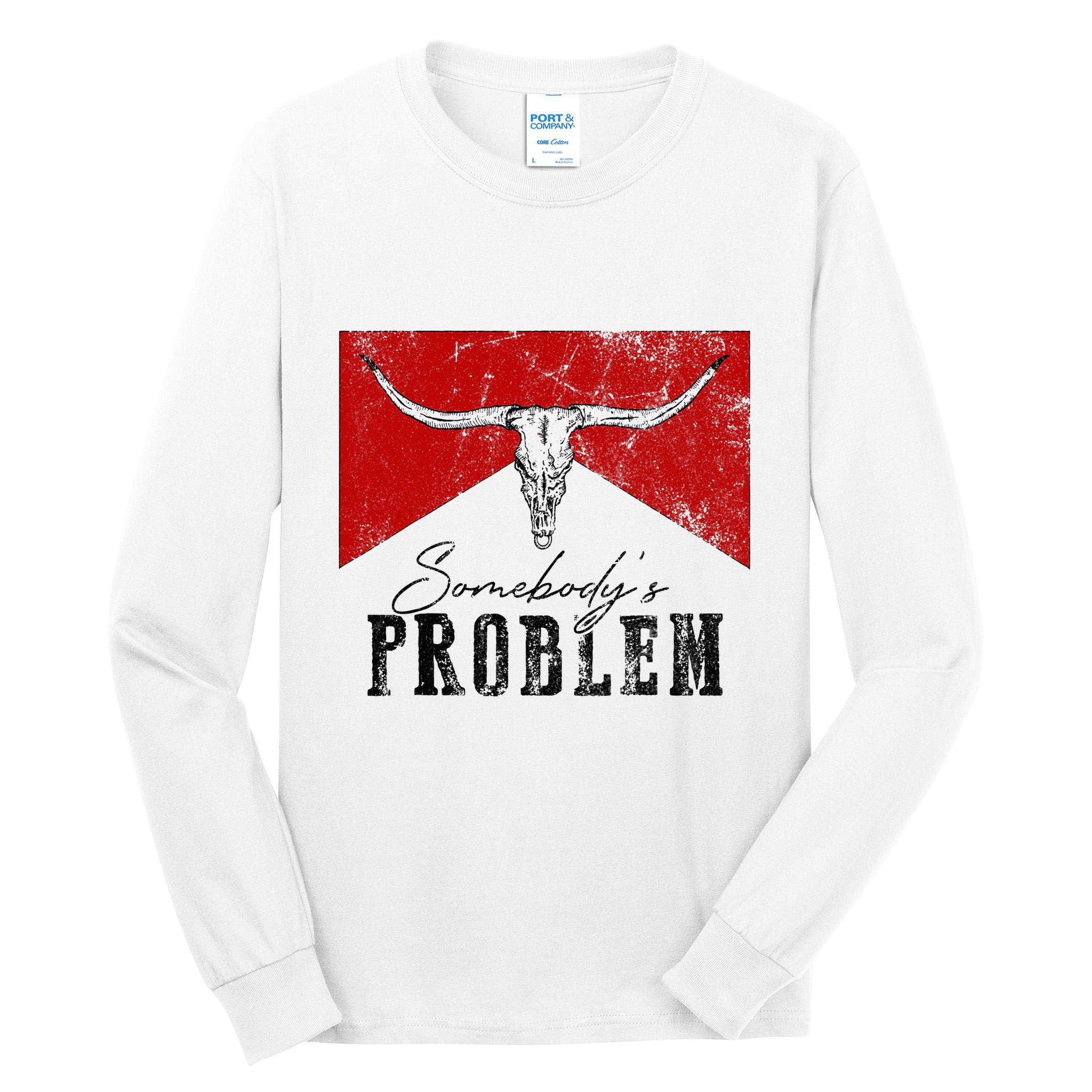 Rustic Bull Skull Country Lifestyle Unique Design Tall Long Sleeve T-Shirt
