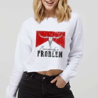 Rustic Bull Skull Country Lifestyle Unique Design Cropped Pullover Crew