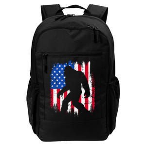 Retro Bigfoot Silhouette USA Flag Sasquatch Lovers July 4th Daily Commute Backpack