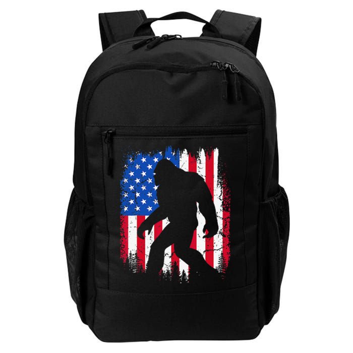 Retro Bigfoot Silhouette USA Flag Sasquatch Lovers July 4th Daily Commute Backpack