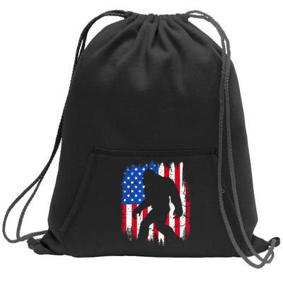 Retro Bigfoot Silhouette USA Flag Sasquatch Lovers July 4th Sweatshirt Cinch Pack Bag