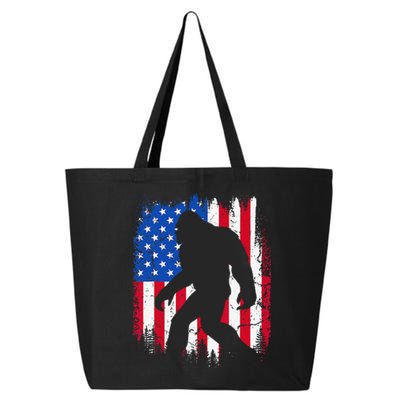 Retro Bigfoot Silhouette USA Flag Sasquatch Lovers July 4th 25L Jumbo Tote