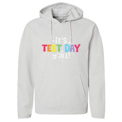 Retro Boho Style Its Test Day Yall Funny Teacher Testing Day Performance Fleece Hoodie