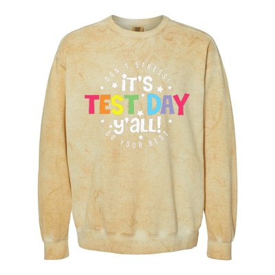 Retro Boho Style Its Test Day Yall Funny Teacher Testing Day Colorblast Crewneck Sweatshirt