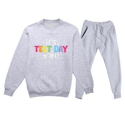 Retro Boho Style Its Test Day Yall Funny Teacher Testing Day Premium Crewneck Sweatsuit Set