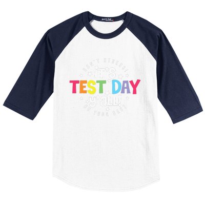 Retro Boho Style Its Test Day Yall Funny Teacher Testing Day Baseball Sleeve Shirt