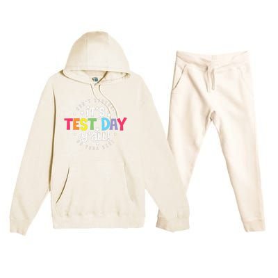 Retro Boho Style Its Test Day Yall Funny Teacher Testing Day Premium Hooded Sweatsuit Set