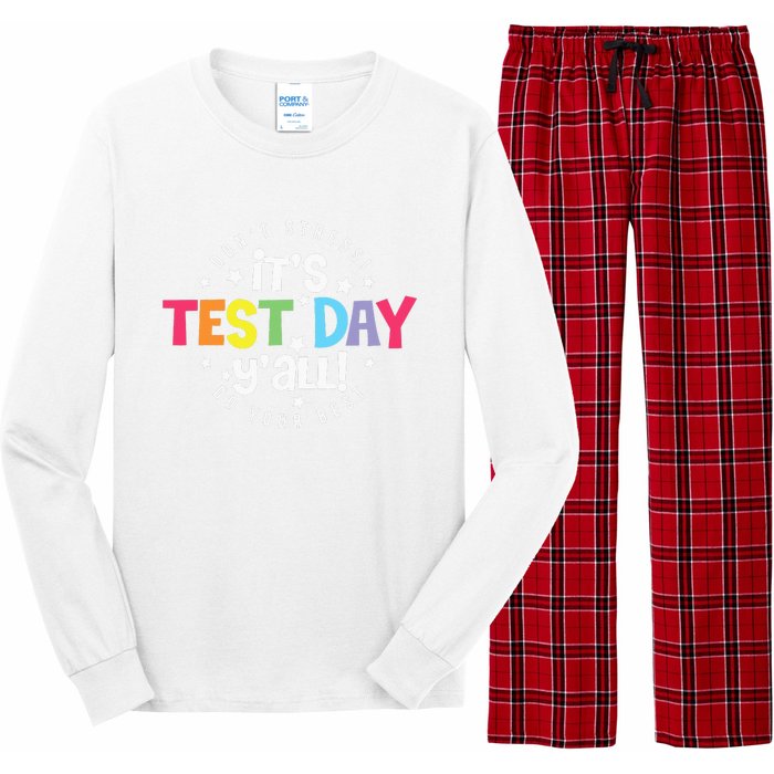 Retro Boho Style Its Test Day Yall Funny Teacher Testing Day Long Sleeve Pajama Set