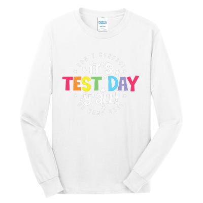 Retro Boho Style Its Test Day Yall Funny Teacher Testing Day Tall Long Sleeve T-Shirt