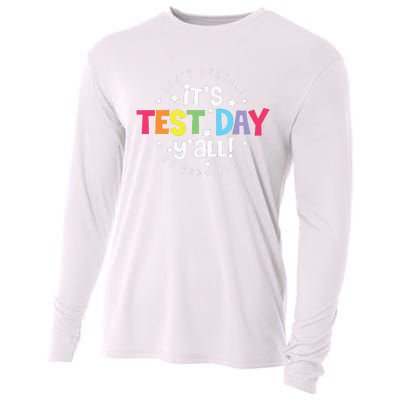 Retro Boho Style Its Test Day Yall Funny Teacher Testing Day Cooling Performance Long Sleeve Crew