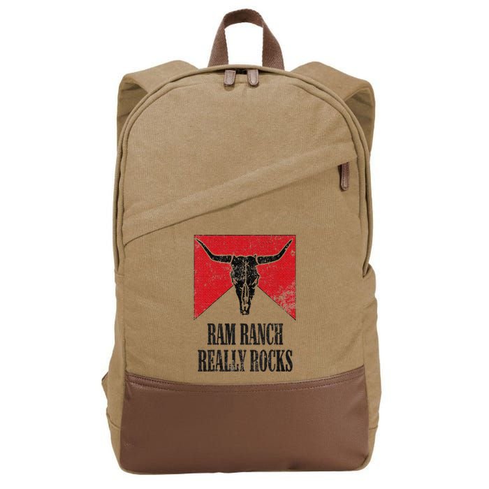 Retro Bull Skull Western Life Country Ram Ranch Really Rocks Cotton Canvas Backpack