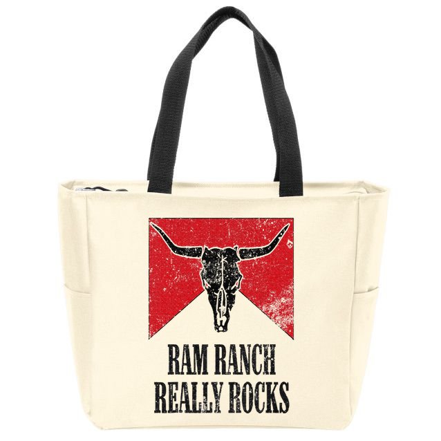 Retro Bull Skull Western Life Country Ram Ranch Really Rocks Zip Tote Bag
