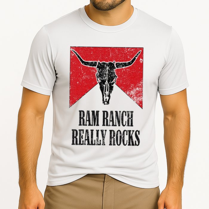 Retro Bull Skull Western Life Country Ram Ranch Really Rocks Cooling Performance Crew T-Shirt