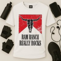 Retro Bull Skull Western Life Country Ram Ranch Really Rocks Cooling Performance Crew T-Shirt