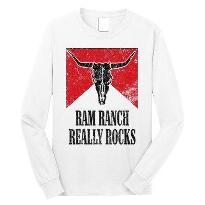 Retro Bull Skull Western Life Country Ram Ranch Really Rocks Long Sleeve Shirt