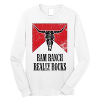 Retro Bull Skull Western Life Country Ram Ranch Really Rocks Long Sleeve Shirt