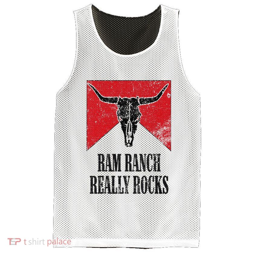 Retro Bull Skull Western Life Country Ram Ranch Really Rocks Mesh Reversible Basketball Jersey Tank