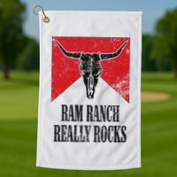 Retro Bull Skull Western Life Country Ram Ranch Really Rocks Golf Towel