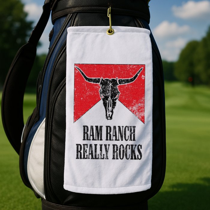 Retro Bull Skull Western Life Country Ram Ranch Really Rocks Golf Towel