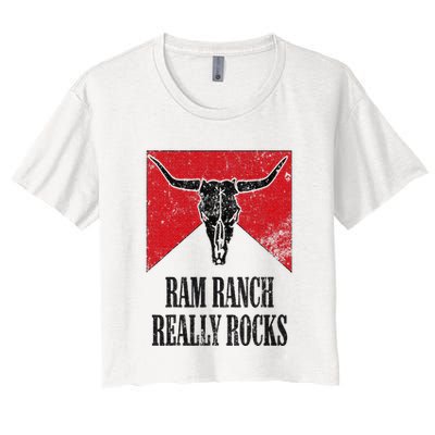 Retro Bull Skull Western Life Country Ram Ranch Really Rocks Crop Top