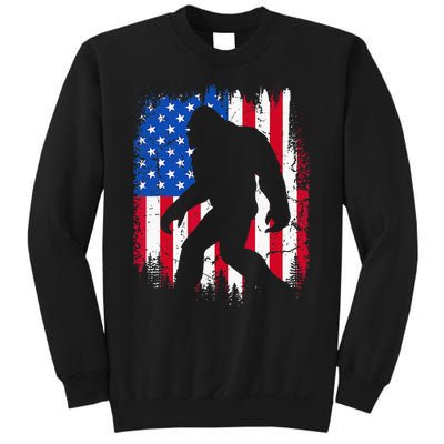 Retro Bigfoot Silhouette USA Flag Sasquatch Lovers July 4th Sweatshirt