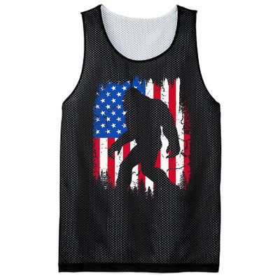 Retro Bigfoot Silhouette USA Flag Sasquatch Lovers July 4th Mesh Reversible Basketball Jersey Tank