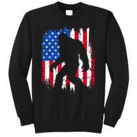 Retro Bigfoot Silhouette USA Flag Sasquatch Lovers July 4th Tall Sweatshirt