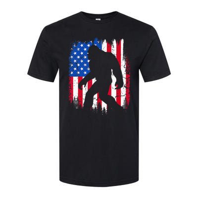 Retro Bigfoot Silhouette USA Flag Sasquatch Lovers July 4th Softstyle® CVC T-Shirt