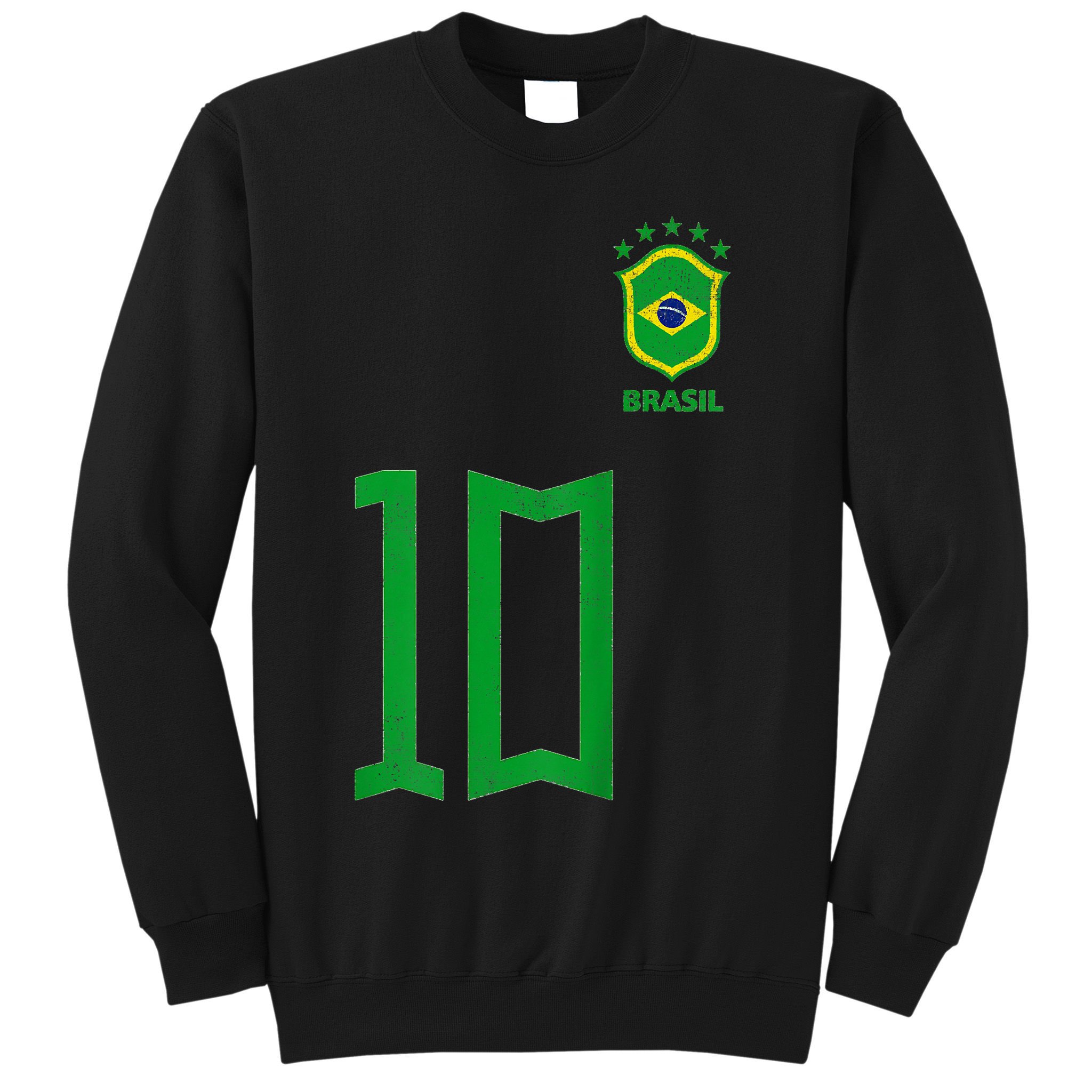 Retro Brazil Soccer Number 10 Brazilian Futebol Brasil Team Sweatshirt