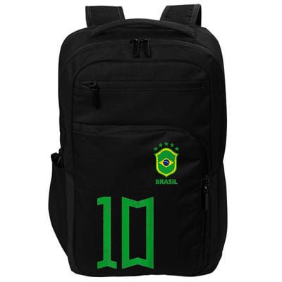 Retro Brazil Soccer Number 10 Brazilian Futebol Brasil Team Impact Tech Backpack