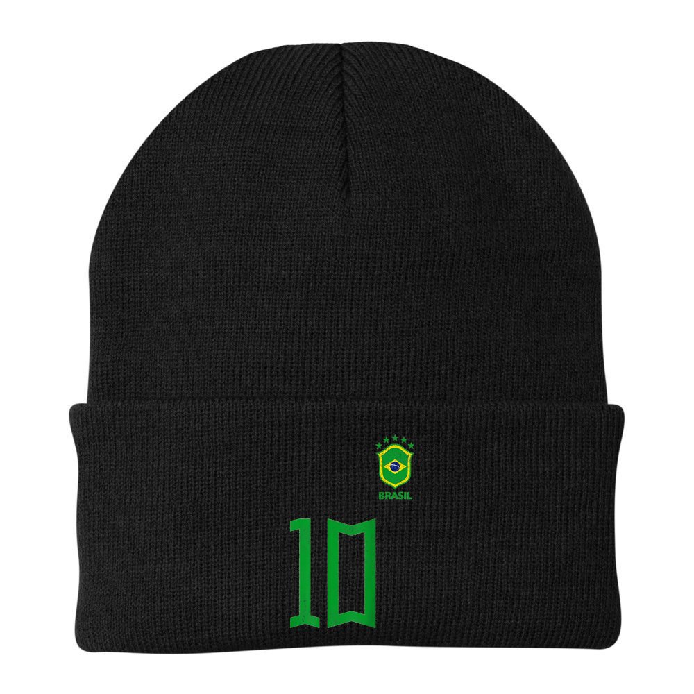 Retro Brazil Soccer Number 10 Brazilian Futebol Brasil Team Beanie