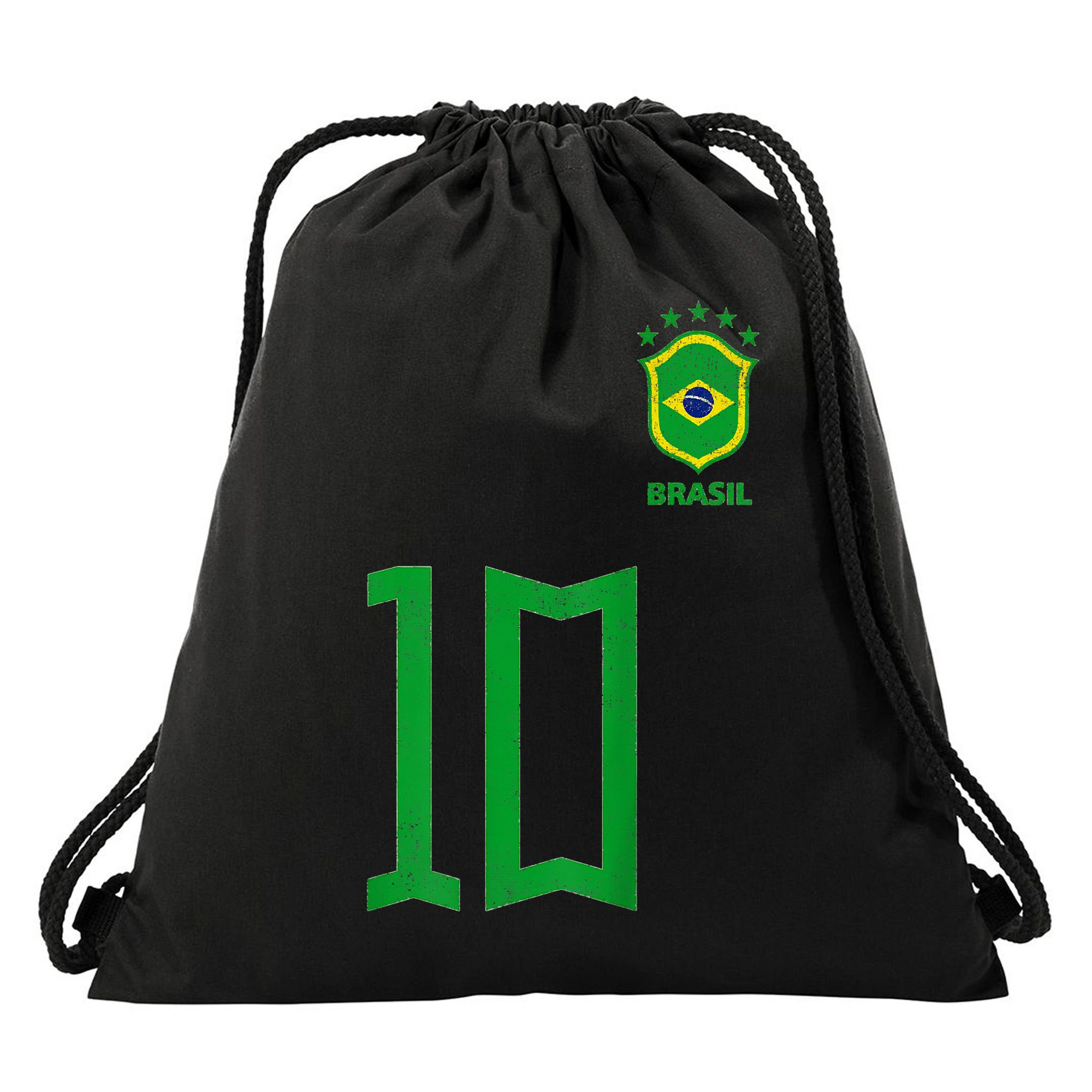 Retro Brazil Soccer Number 10 Brazilian Futebol Brasil Team Drawstring Bag
