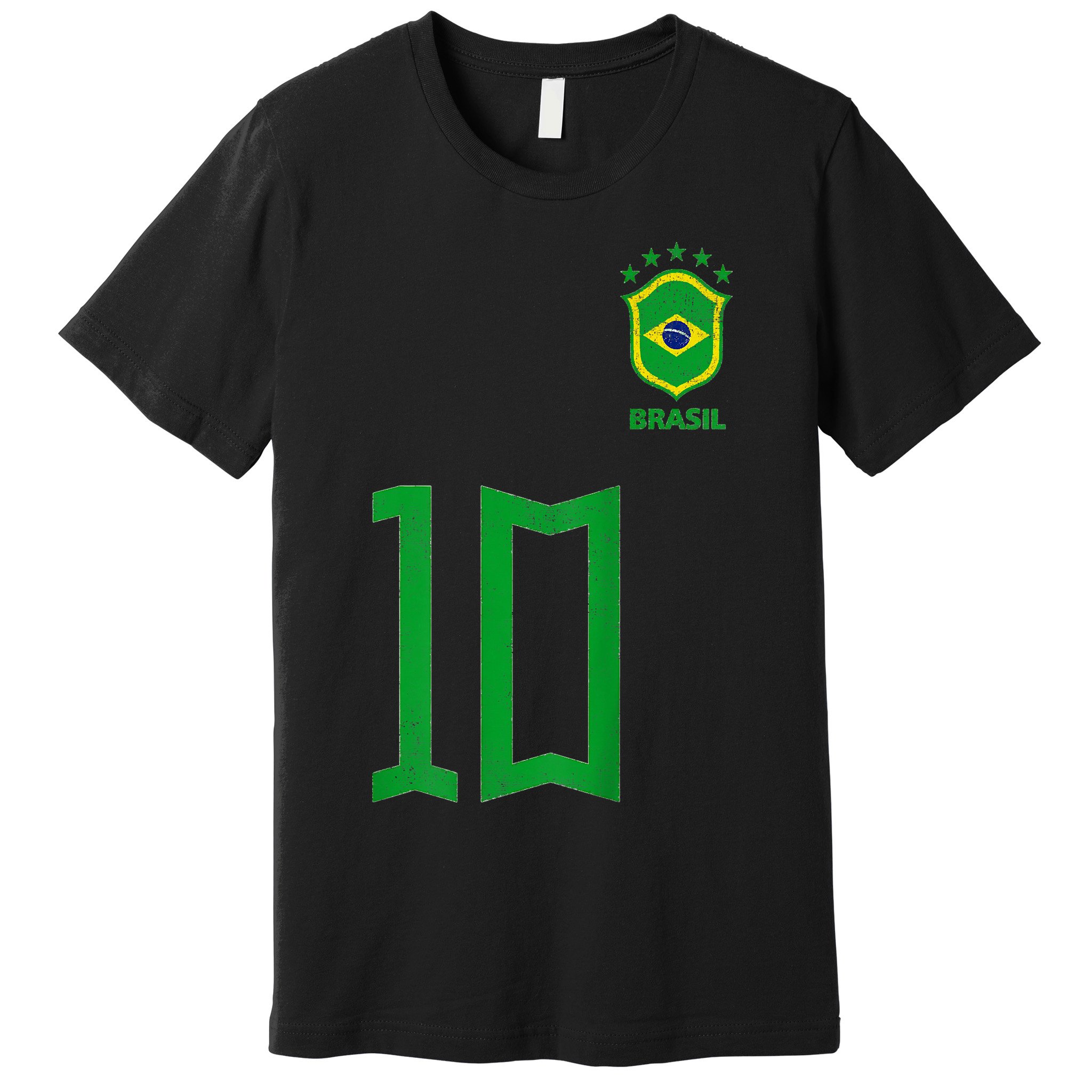 Retro Brazil Soccer Number 10 Brazilian Futebol Brasil Team Premium T-Shirt
