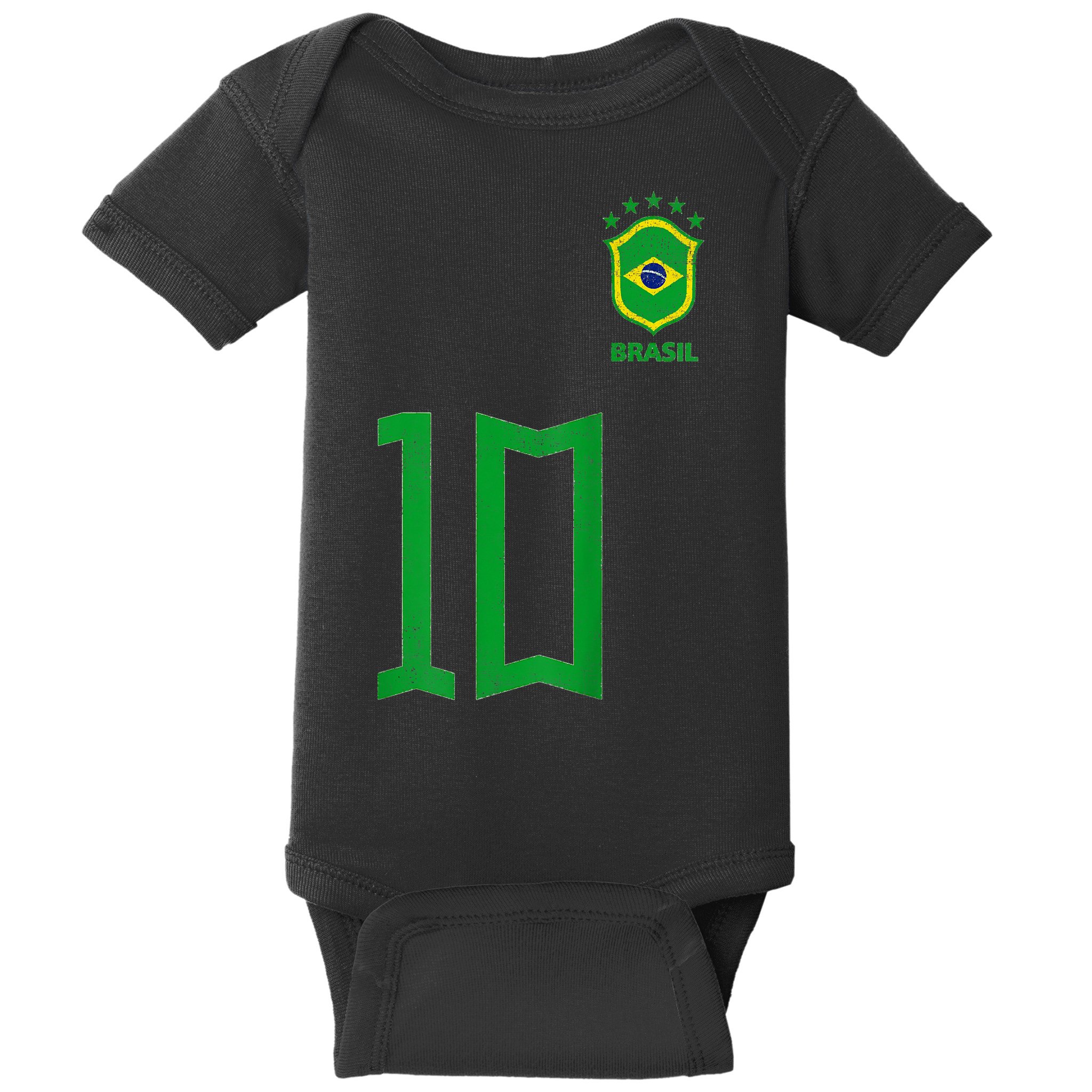 Retro Brazil Soccer Number 10 Brazilian Futebol Brasil Team Baby Bodysuit