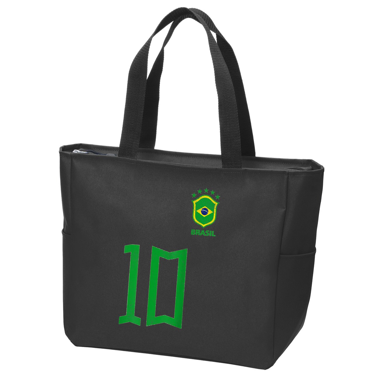 Retro Brazil Soccer Number 10 Brazilian Futebol Brasil Team Zip Tote Bag