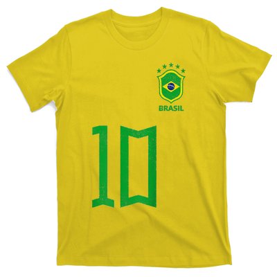 Retro Brazil Soccer Number 10 Brazilian Futebol Brasil Team T-Shirt