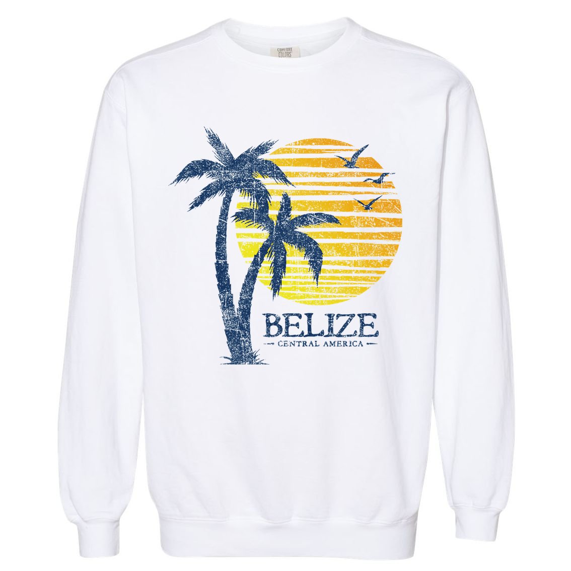 Retro Belize Souvenir Vintage Sunset Garment-Dyed Sweatshirt