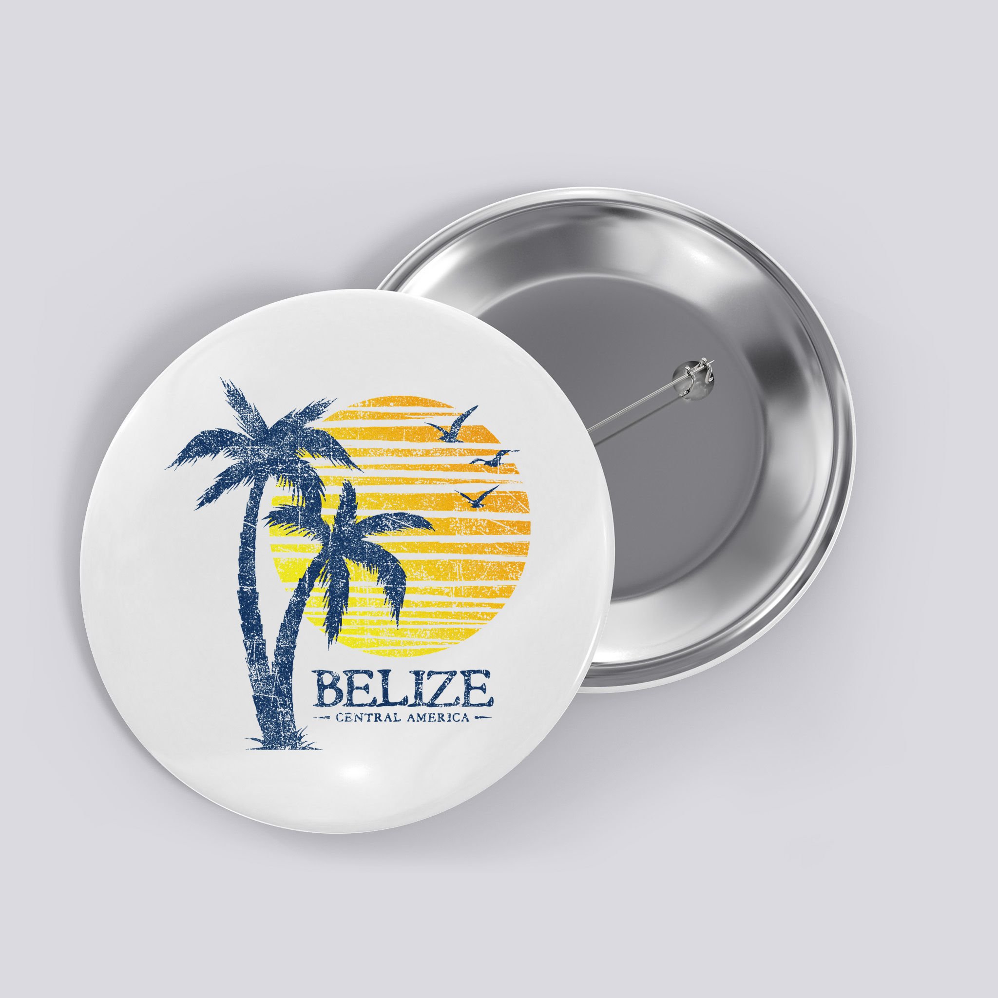 Retro Belize Souvenir Vintage Sunset Button