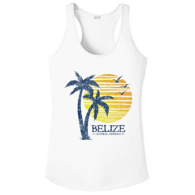 Retro Belize Souvenir Vintage Sunset Ladies PosiCharge Competitor Racerback Tank