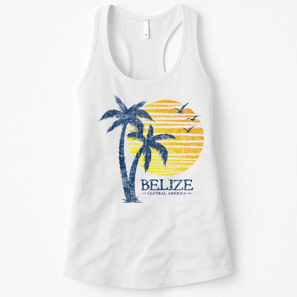Retro Belize Souvenir Vintage Sunset Womens Tank Top