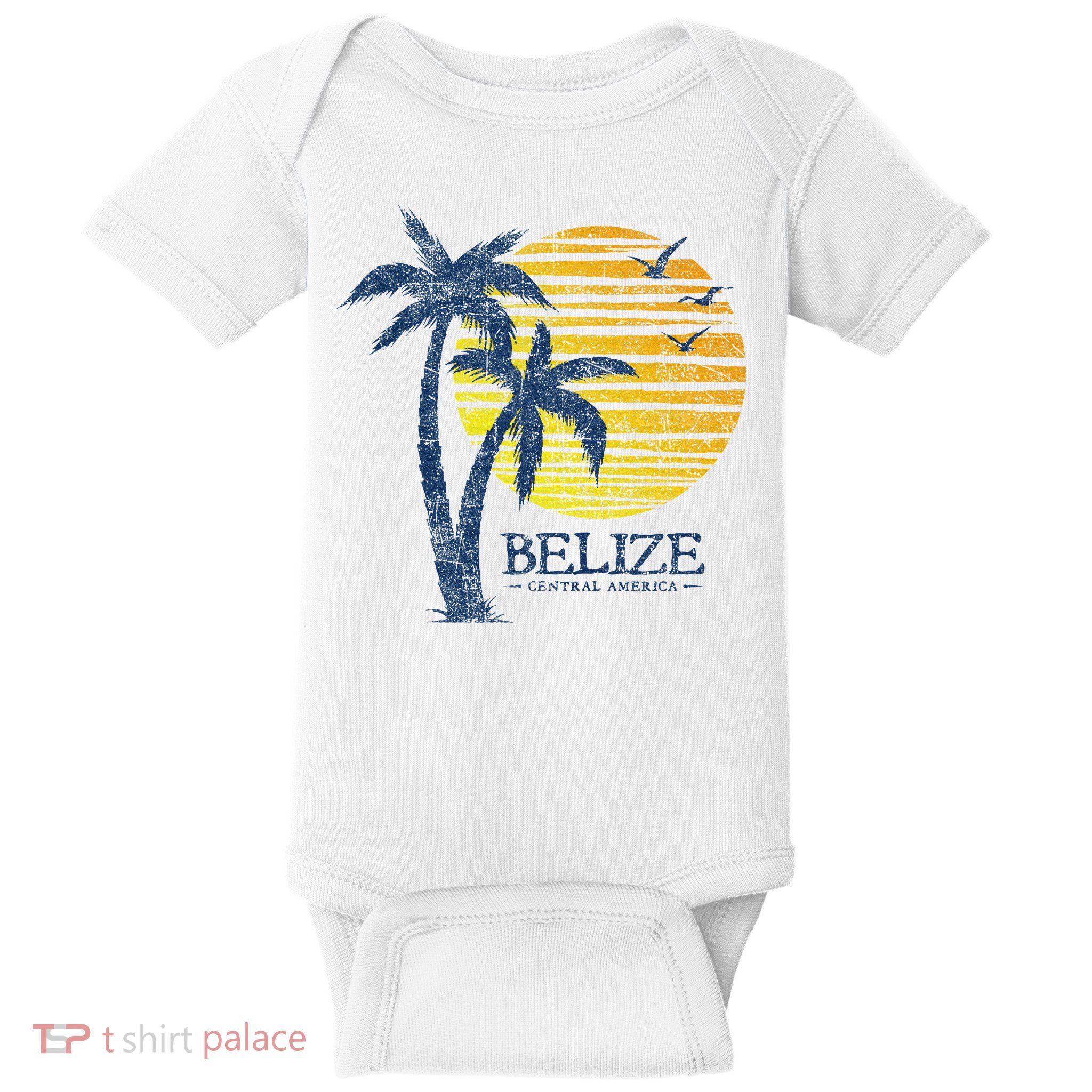 Retro Belize Souvenir Vintage Sunset Baby Bodysuit