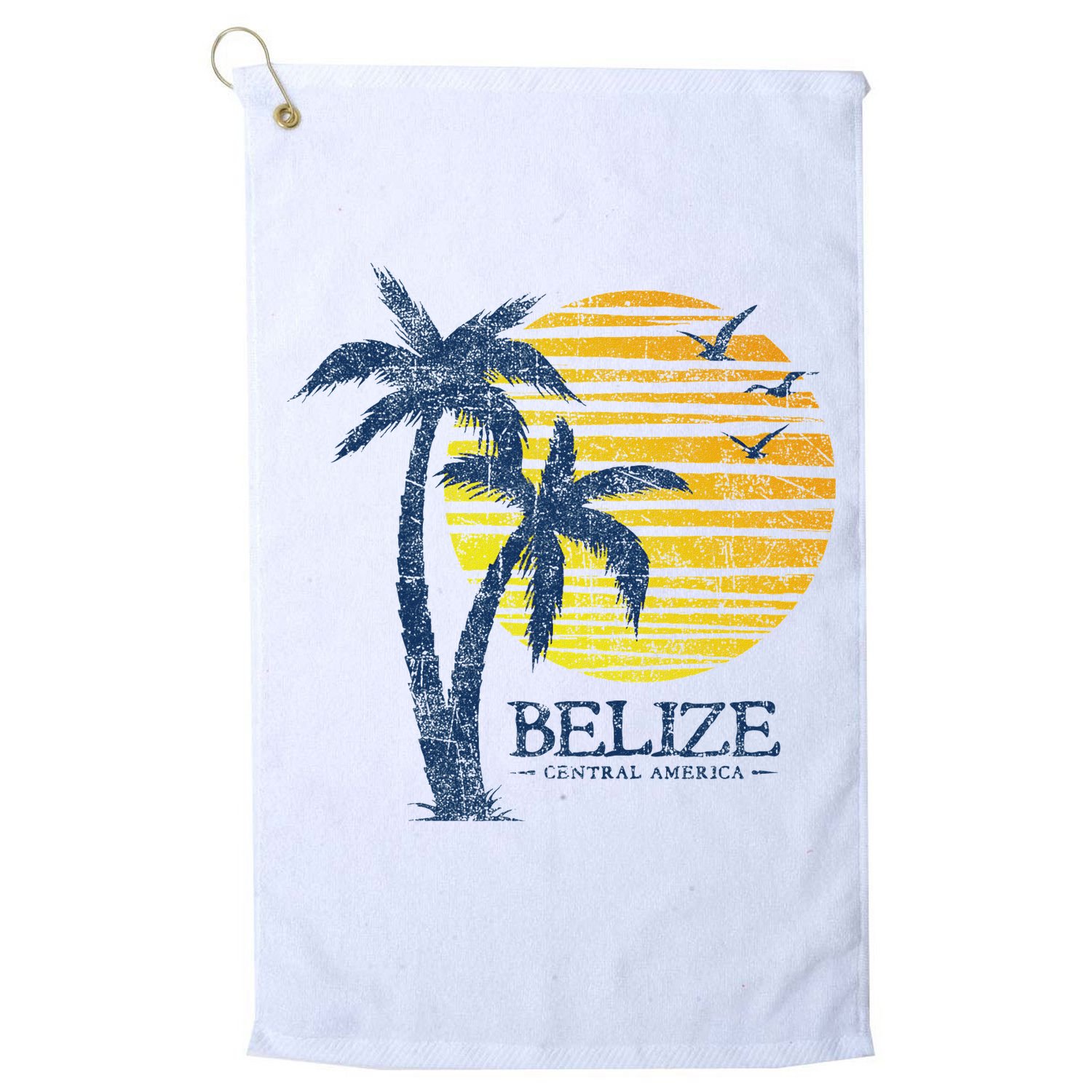 Retro Belize Souvenir Vintage Sunset Golf Towel