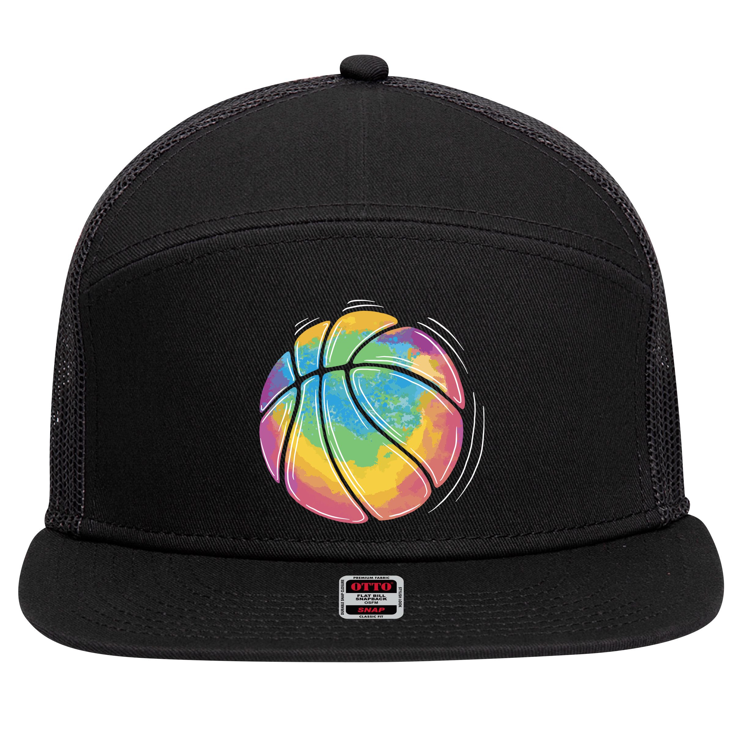 Rainbow Basketball Sport 7 Panel Mesh Trucker Snapback Hat