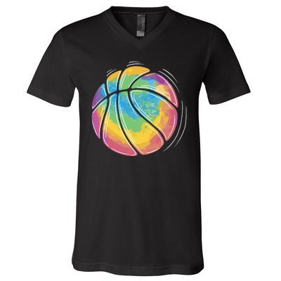 Rainbow Basketball Sport V-Neck T-Shirt