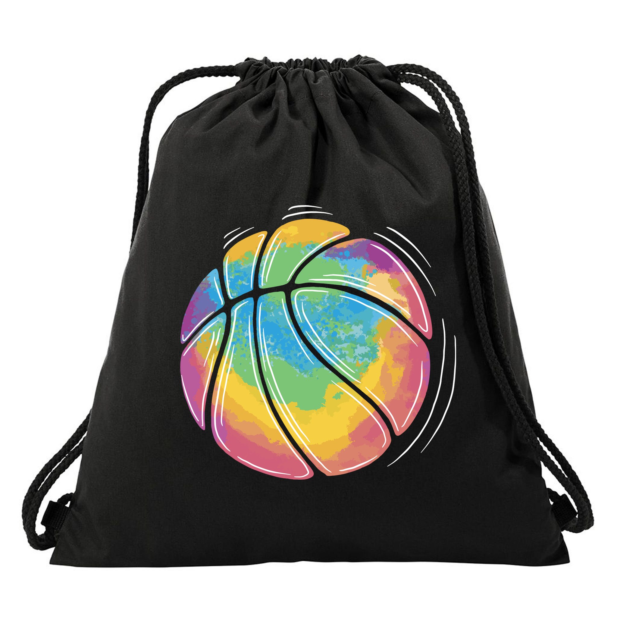 Rainbow Basketball Sport Drawstring Bag