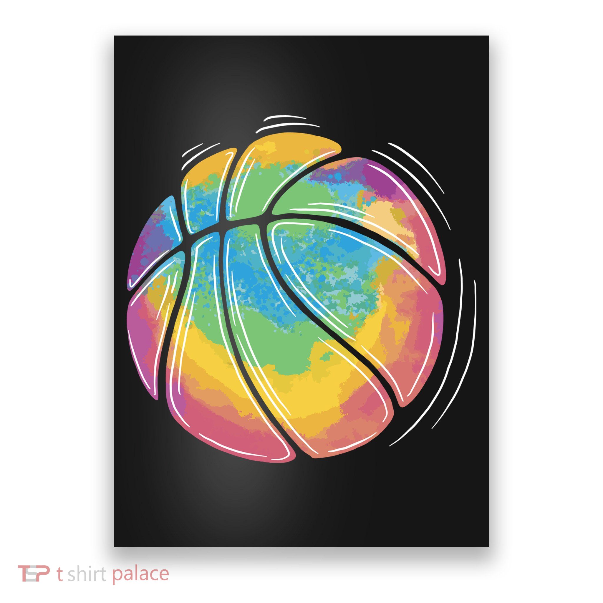 Rainbow Basketball Sport Poster