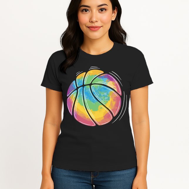 Rainbow Basketball Sport Womens T-Shirt
